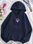 Butterfly Ön Arka Baskılı Kapüşonlu Cepli Pamuklu Lacivert Sweatshirt 1