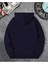 Renkli Çiçekler Baskılı Kapüşonlu Cepli Pamuklu Lacivert Sweatshirt 2