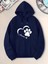 Patili Kalp Baskılı Kapüşonlu Cepli Içi Yünlü Lacivert Sweatshirt 1