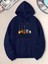 Gitar Enstrüman Baskılı Kapüşonlu Cepli Içi Yünlü Lacivert Sweatshirt 1