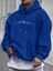 Whatever Baskılı Kapüşonlu Cepli Pamuklu Saks Sweatshirt 1