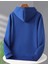 Dik Üç Çizgi Baskılı Kapüşonlu Cepli Pamuklu Saks Sweatshirt 2