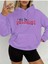 I'm Different Baskılı Kapüşonlu Cepli Pamuklu Lila Sweatshirt 1
