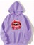 Elmaslı Dudak Baskılı Kapüşonlu Cepli Pamuklu Lila Sweatshirt 1