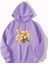 Sarı Zambak Baskılı Kapüşonlu Cepli Pamuklu Lila Sweathirt 1