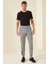 Gri Melanj Fermuar Cepli Baskılı Standart Kalıp Jogger Erkek Eşofman Alt - 84657 5