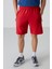 Kırmızı Gizli Fermuar Arka Cepli Bağcıklı Standart Kalıp Erkek Şort - 81136 1