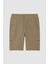 Koyu Bej Rahat Form Bağcıklı Cep Detaylı Battal Büyük Beden Erkek Şort - 81297 1