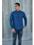 Hakim Yaka Yarım Pat Likra Keten Doku Pamuk Slim Fit Erkek Gömlek 1