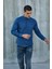 Hakim Yaka Yarım Pat Likra Keten Doku Pamuk Slim Fit Erkek Gömlek 2