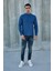 Hakim Yaka Yarım Pat Likra Keten Doku Pamuk Slim Fit Erkek Gömlek 5