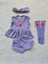 Lila Ribana Kız Çocuk Şort Bluz Bandana Çiçek Keçeli Lila Çorap Set 1
