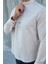 Hakim Yaka Yarım Pat Likra Keten Doku Pamuk Slim Fit Erkek Gömlek 4