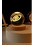 Ledli Usb'li Ahşap Standlı Satürn Temalı Kristal Küre Renkli Rgb LED 3D Oda Masa ve Gece Lambası 3