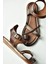 U390905303 Kahverengi Hakiki Deri Kadın Sandalet 1