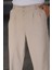 Baggy Çift Pileli Krem-Bej Renk Beli Lastikli Kaliteli Rahat Kesim Klasik Bol Paça Baggy Pantolon 4
