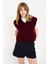 Kadın Bordo V Yaka Düz Süveter 1