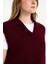 Kadın Bordo V Yaka Düz Süveter 2