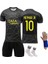 Paris Saint-Germain Fc Neymar Jr Gold-Siyah Özel Tasarım Retro Çocuk Forması 4 Parça Forma+Şort+Çorap+Biliklik 1