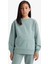 Relax Fit Bisiklet Yaka Basic Okul Yeşil Kız Çocuk Sweatshirt A2797A8/GN1129 4