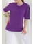 Oversize Kısa Kollu T-Şhirt Mor - 27118 2