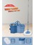 Twin Turbo Pedallı Çelik Mop Set, Temiz ve Kirli Suyu Ayıran Otomatik Temizlik Seti (1+1 Mop) Mavi 1