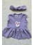 Lila Ribana Kız Çocuk Şort Bluz Bandana Tavşan Keçeli Lila Çorap Set 2