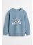 Erkek Çocuk Penguen Baskılı Mavi Kışlık Sweatshirt 0-5 Yaş 2