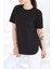 Yırtmaçlı Siyah Kısa Kollu Kadın T-Shirt -27117 2