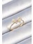 Pirinç Gold Renk Beyaz Mineli Zirkon Taşlı Kelebek Model Kadın Yüzük - TJ-BYK3464 1