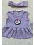 Lila Ribana Kız Çocuk Şort Bluz Bandana Penguen Keçeli Lila Çorap Set 2