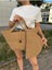 Lumos Fermuarlı Hasır Jüt Vegan Clutch Çanta, Düğmeli Kol Çantası 1
