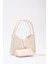 Krem Shk79 Deri Düğme Detaylı Çıtçıtlı Makyaj Çantalı Kol ve Omuz Çantası 2