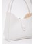 Beyaz Shk79 Deri Düğme Detaylı Çıtçıtlı Makyaj Çantalı Kol ve Omuz Çantası 4
