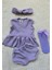 Lila Ribana Kız Çocuk Şort Bluz Bandana Lila File Çorap Set 1