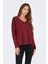 Kadın Onlamalıo Oversize V Yaka Örme Kazak 15340735 Bordo 2
