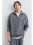 Erkek Logolu Yarı Fermuarlı Sweatshirt M0S10465-80776 Gri 1