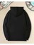 Kalp Fuşya Pembe Baskılı Kapüşonlu Cepli Pamuklu Siyah Sweatshirt 2