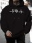 Soccer Rythm Baskılı Kapüşonlu Cepli Içi Yünlü Siyah Sweatshirt 1