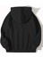 Yarı Leopar Çiçek Baskılı Kapüşonlu Cepli Içi Yünlü Siyah Sweatshirt 2
