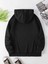 Mini Çiçek Buketi Baskılı Kapüşonlu Cepli Pamuklu Siyah Sweatshirt 2