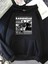 Radiohead No Alarms Baskılı Kapüşonlu Cepli Pamuklu Siyah Sweatshirt 1