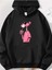 Pembe Panter Baskılı Kapüşonlu Cepli Içi Yünlü Siyah Sweatshirt 1