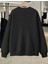 Basit Kalp Çizim Baskılı Bisiklet Yaka Siyah Sweatshirt 2