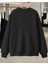 Beyaz Yıldız Baskılı Bisiklet Yaka Siyah Sweatshirt 2