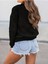 Üç Yıldız Baskılı Bisiklet Yaka Siyah Sweatshirt 2