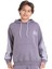 Gri Erkek Çocuk Kolları Şerit Detaylı Kanguru Cepli Kapüşonlu Sweatshirt 21497 1