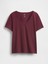 Kadın Bordo Organik Pamuk Vintage V Yaka T-Shirt 2