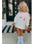 Kız Çocuk Kalp Baskılı 3 Iplik Kumaş Pamuklu Sweatshirt 1