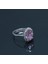 Oval Pembe Kunzit Taşlı 925 Ayar Gümüş Çiçek Tasarımlı Kadın Yüzük Parmağa Göre Ayarlanır 4.27 gr 2